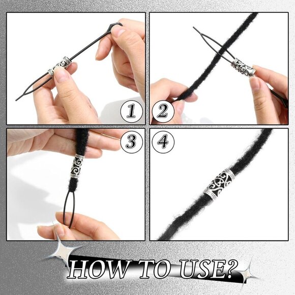 Viking Hair Jewelry Beads for Braids Dreadlocks Adjustable Silver 231pcs